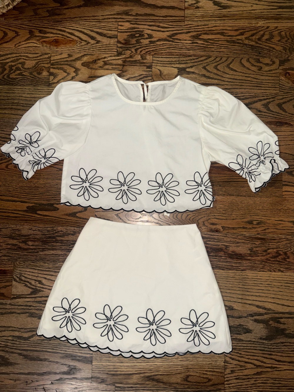 White Floral Embroidered matching set